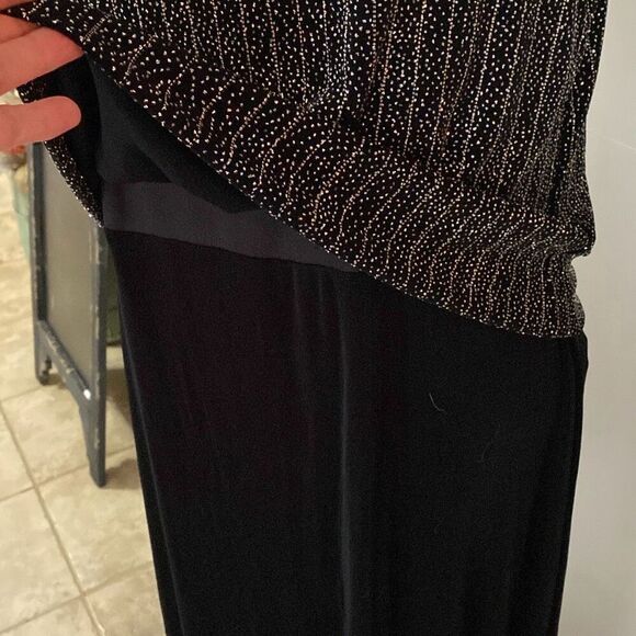 R&M Richards evening gown maxi womens dress size 16 sleeveless sparkle black sil - Picture 5 of 13
